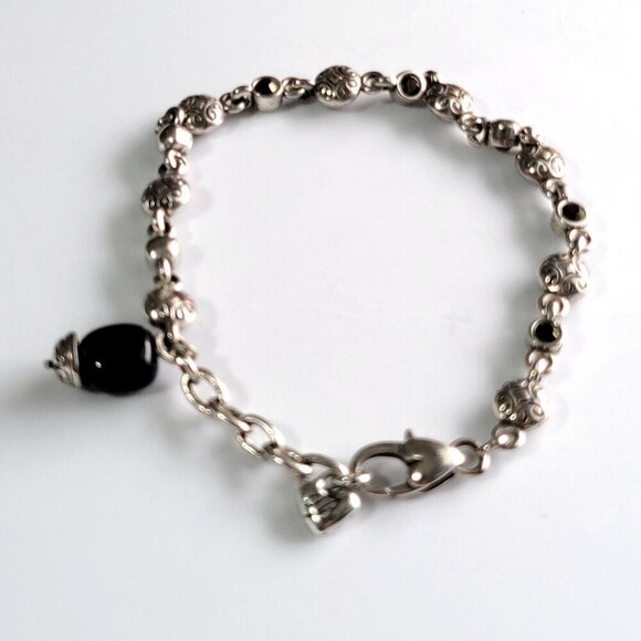 Brighton Rigoletto Silver Tone Black Crystal Bracelet Retired 8” - Picture 2 of 4